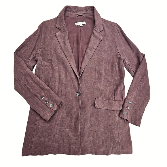 Free People Misha Linen Blend Oversized Chocolate Lava Blazer Jacket Size 6 - Picture 9 of 16